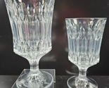 (2) Fostoria Monarch Water Goblets Set Vintage Clear Cut Etched Bar Stem... - $31.65