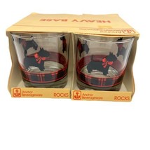 Fitz Scottie Scotty Dog Terrier 4 Glasses Tumblers Rocks Anchor Barware NOS - £36.62 GBP