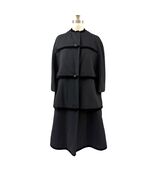 RARE Vintage 50s Lilli Ann Paris Trapeze Layered Coat Wool Velvet Trim B... - $11,738.35 MXN