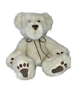 First &amp; Main Brummel Bear Plush White Teddy Bear Brown bow Beanie #1335 9&quot; - €6,11 EUR