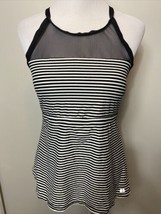 Black and White Striped High Neck Cross Strap Back Swim Suit Top Size 12 - $9.49