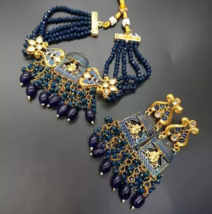 Mughal Emperors Kundan Beads Choker Earrings Jewelery Set Women Gift Jabells - £11.66 GBP