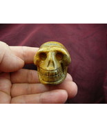 (HH-155) HUMAN SKULL Tan picture jasper gem stone carving I love skulls ... - $649.56 MXN