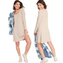 Old Navy Dress Women L Fit &amp; Flare Rib-Knit Mini Normcore Basic Minimalist Cozy - £11.76 GBP