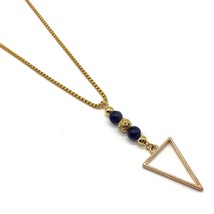 Triangle Pendant Necklace For Men Vintage Hollow Ball Pave Crystal Long Chain Ne - £12.73 GBP