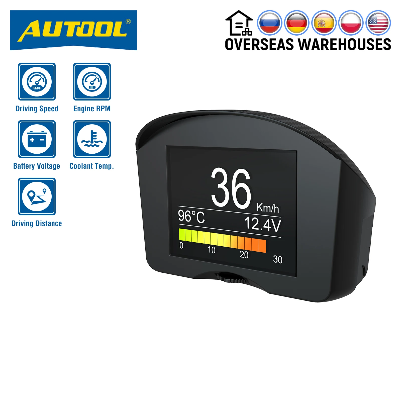 AUTOOL X50 Plus OBD2 Car Head Up Display Speedmeter Voltage Temperature Gauge Fu - £77.82 GBP