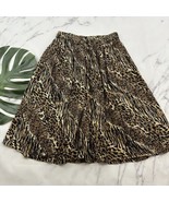 MPH Womens Vintage 90s Crinkle Midi Skirt Size M Brown Black Leopard Animal - $518.77 MXN