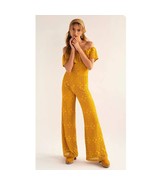 New Free People NIGHTCAP Sunflower Positano Jumpsuit $495 X-SMALL Mustard  - $184.64 CAD