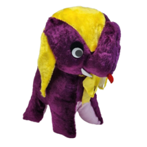 VINTAGE 1971 PURPLE YELLOW ELEPHANT GOOGLY EYES STUFFED ANIMAL CARNIVAL ... - £59.29 GBP