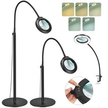 10X Magnifying Floor Lamp With Light, 24&quot; Flexible Gooseneck Standing Magnifying - £84.73 GBP