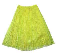 NWT J.Crew Tulle A-line Midi in Lemon Blue Metallic Glitter Dot Pleated Skirt 6 - £53.28 GBP