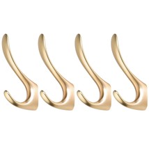 Gold Coat Hooks Wall Mounted, 4 Pack Gold Wall Hooks For Hanging Coats Robe Hats - £22.29 GBP