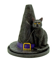 Black Cat Witch Hat 3209 Incense Cone Stick Burner Holder 4.5&quot; H - £24.53 GBP