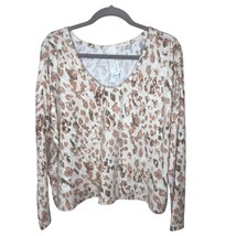 Leopard Print Long Sleeve Top Sadie &amp; Sage Womens Size L  Muted Earth To... - $18.81
