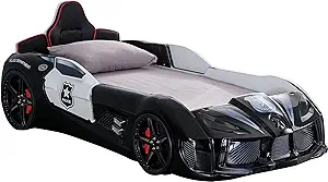 Furniture of America Race Twin Police Car Bed, Remote Control, LED Light... - $2,932.99