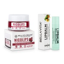 Bella Vita Organic NicoLips Lip Scrub &amp;Lip Balm Combo For Dry,Chapped &amp; Dark Lip - £15.01 GBP