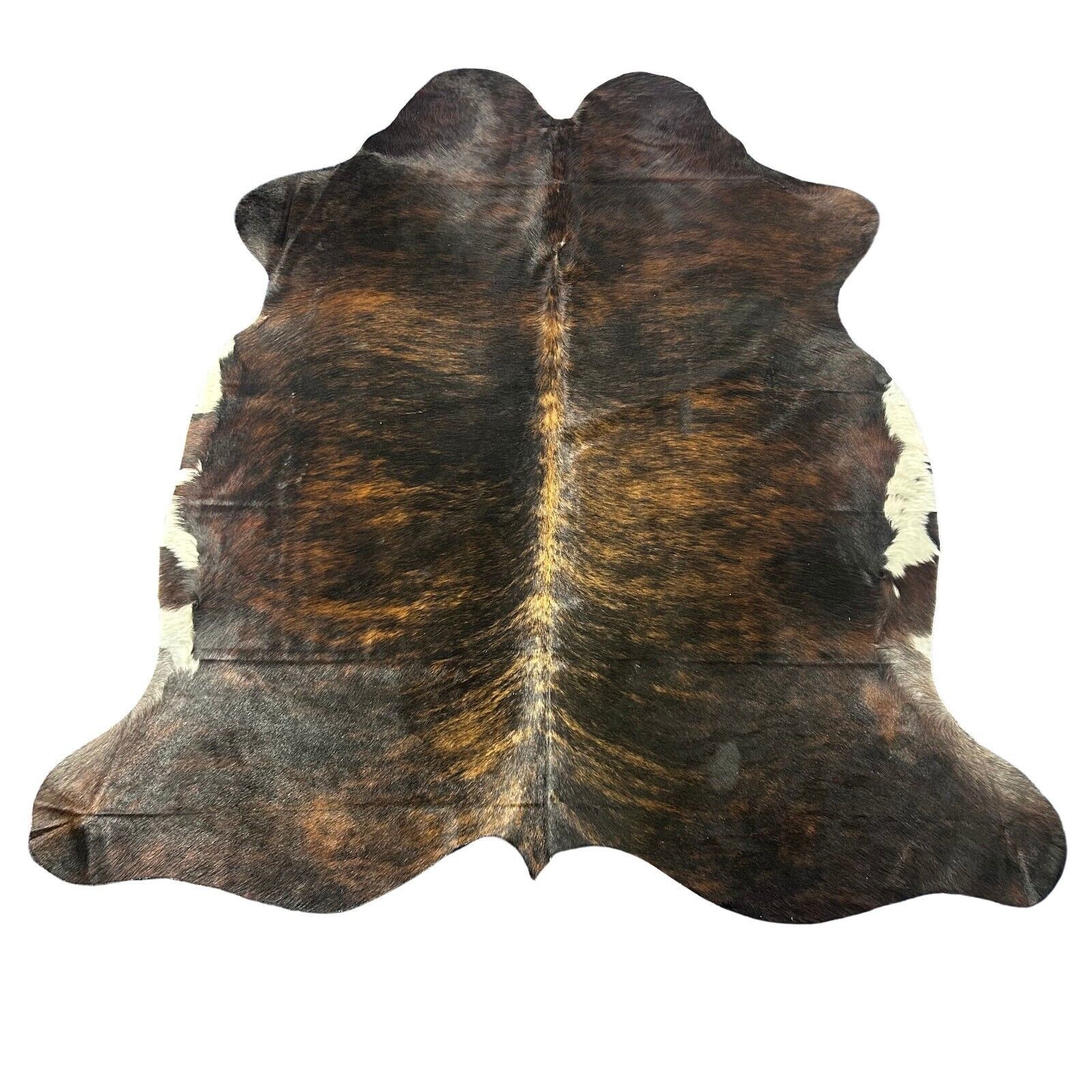 Dark Brindle Cowhide Rug with white belly Size: 7x6.5 feet D-841 - $197.01