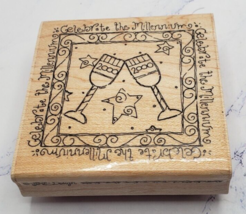 Celebrations Framed Stars and Champagne JRL Design Wood Mounted Rubber Stamp - $6.92