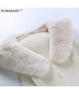 Sexy Faux Fur Collar Knitted Tshirts Slim Single-Breasted Button Long Sl... - $913.54 MXN