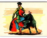 Painting of Matador Bullfighter and Bull Mexico UNP Chrome Postcard Z6 - $2.92