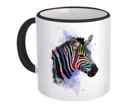 Zebra Face Colors Rainbow : Gift Mug Safari Animal Wild Nature Watercolor Painti - £12.68 GBP