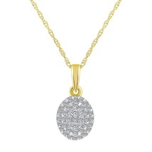0.25CT Real Diamond Oval Cut Cluster Pendant Chain 14K Yellow Gold Plated Silver - £139.92 GBP