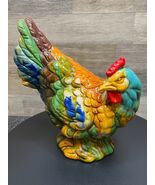 Vintage Large Majolica Vibrant Colorful Ceramic Glazed Rooster 11” Tall - $913.67 MXN
