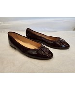 CHANEL Burgundy Patent Leather &quot;CC&quot; Bow Ballet Flats - Size 39 - New in Box - £502.95 GBP