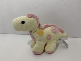 Unipak Designs small baby plush dinosaur pink yellow polka dot spotted r... - $10.39