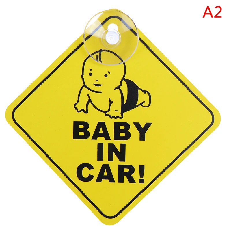 Baby On Board Safety Car Window Suction Cup Yellow Warning Sign Accessor... - £12.58 GBP