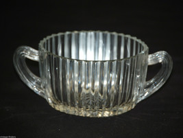 Queen Mary Clear Open Sugar Bowl by Anchor Hocking Ribbed Depression Starburst - £10.27 GBP