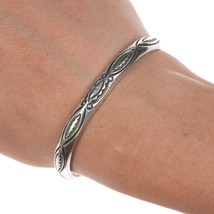 6.25&quot; Vintage Navajo Deep stamped silver cuff bracelet - $242.55