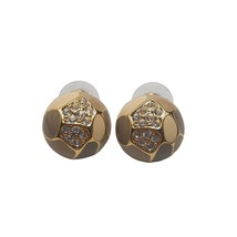 Joan Rivers Gold Tone Stud Earrings Clear Rhinestone Crystal Accents - £27.56 GBP