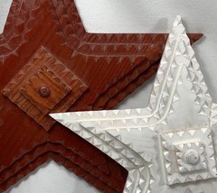 2 Beautiful Carved  Stars Wood Arts &amp; Crafts Wall Art Decor Hanging - £26.06 GBP