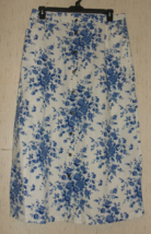Nwt Womens C Ra Zy Horse White W/ Blue Floral Print Button Front Skirt Size 16 - £25.74 GBP