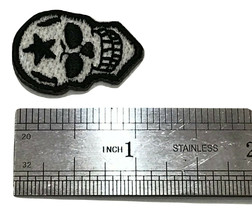 Small Skeleton Patch Tiny Smiley Skull Mask Funny Smile Face Embroidery 1.2 Inch - £12.50 GBP