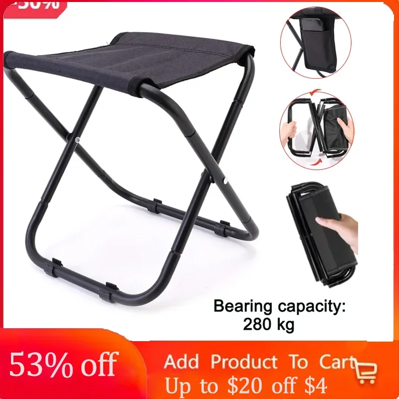 Outdoor Chair Camping Portable Folding Foldable Fishing Chair Stool Seat Hiking - £19.73 GBP+