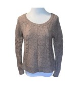 American Eagle Sweater Women Small Tan Cable Open Knit Back Long Sleeve ... - $14.34 CAD