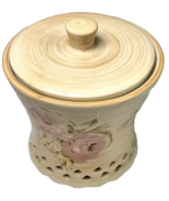 Laura Ashley Lifestyles Bathroom Pink Rose Print Ceramic Vintage Jar Con... - $41.01 CAD