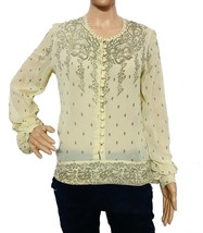 Isabel Marant Etoile Womens Floral Printed Beige Silk Blouse Tunic Top L 38 - £62.98 GBP