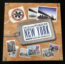 Four Two-Sided Puzzles NEW YORK Then &amp; Now 3000 pc Eight Jigsaws Total  - $10.62