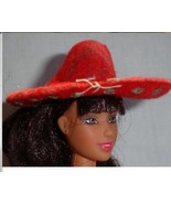 Vintage doll accessory sombrero Barbie red hat costume headpiece head co... - £7.87 GBP