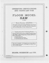 c.1954 Craftsman 103.27270  10&quot; Tilt-Arbor Floor Model Saw Instructions - £15.97 GBP