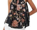 Free People Top Blouse Emily Floral Printed Halter Tie Bow Cotton Size L... - $37.39