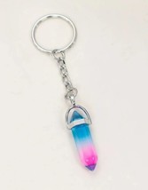 Rainbow Crystal Key Chain Purse Charm Crystal Silver Zipper Pull  - £7.82 GBP