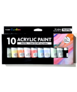 Flomo Creative 10 Acrylic Paint Tubes Pastel Free Brush - £17.55 GBP