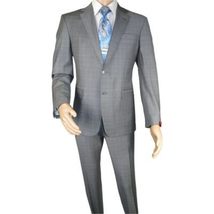 Men Suit BERLUSCONI Turkey Italian Wool 180's Glenn Plaid K230-12 Gray Blue image 7