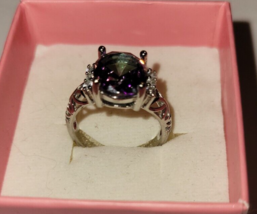 Sterling Silver Filigree Ring Mystic Topaz size 7.5 - $24.74