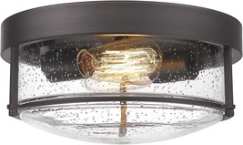 Oil-Rubbed Bronze Finish With Seeded Glass, 4 Feet 22 Inches, Femila Flush Mount - $82.95