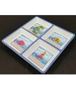 Baby 4 Quadrant Divided Beach Fish Boat Children&#39;s Food Square Plate 8.5&quot; - £3.96 GBP